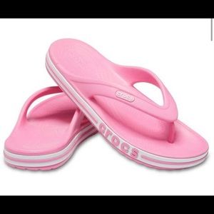Crocs Pink Lemonade Bayband Flip Flops